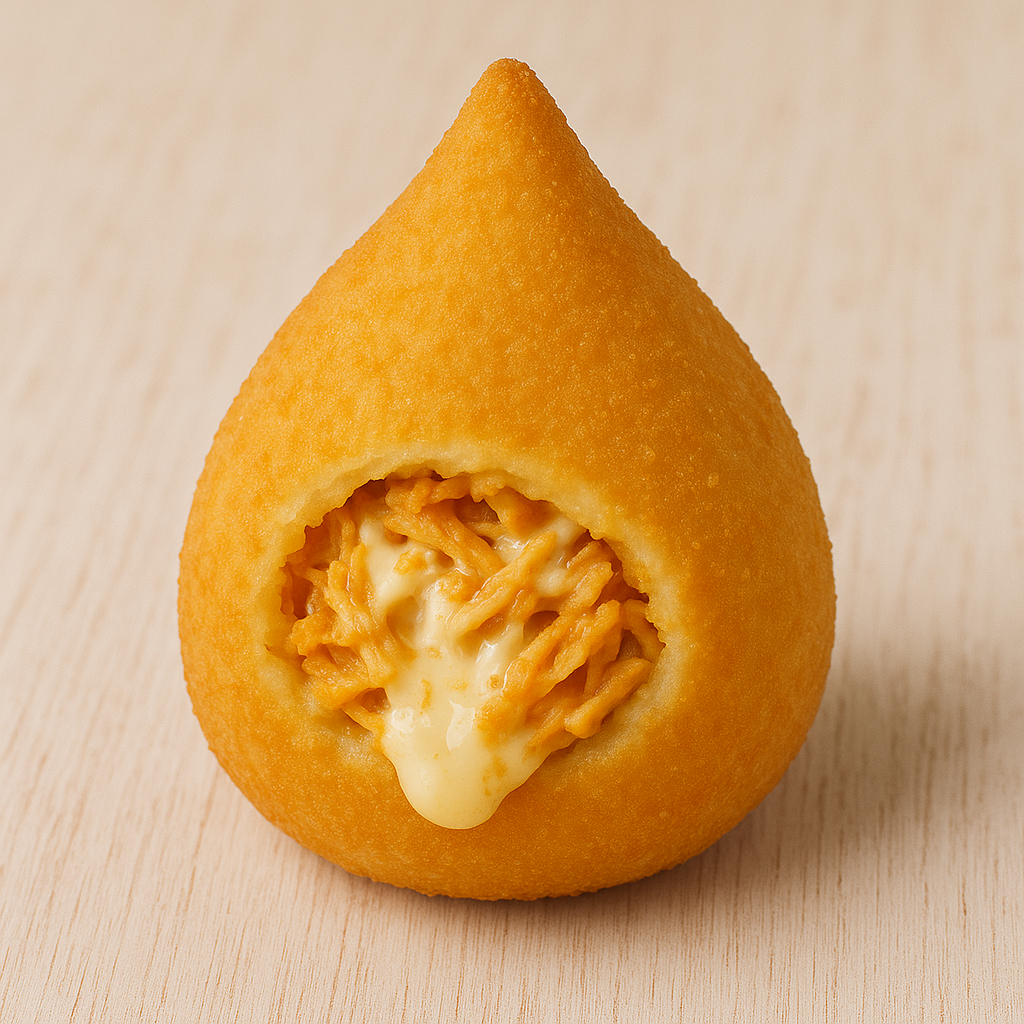 Coxinha de frango com queijo cremoso