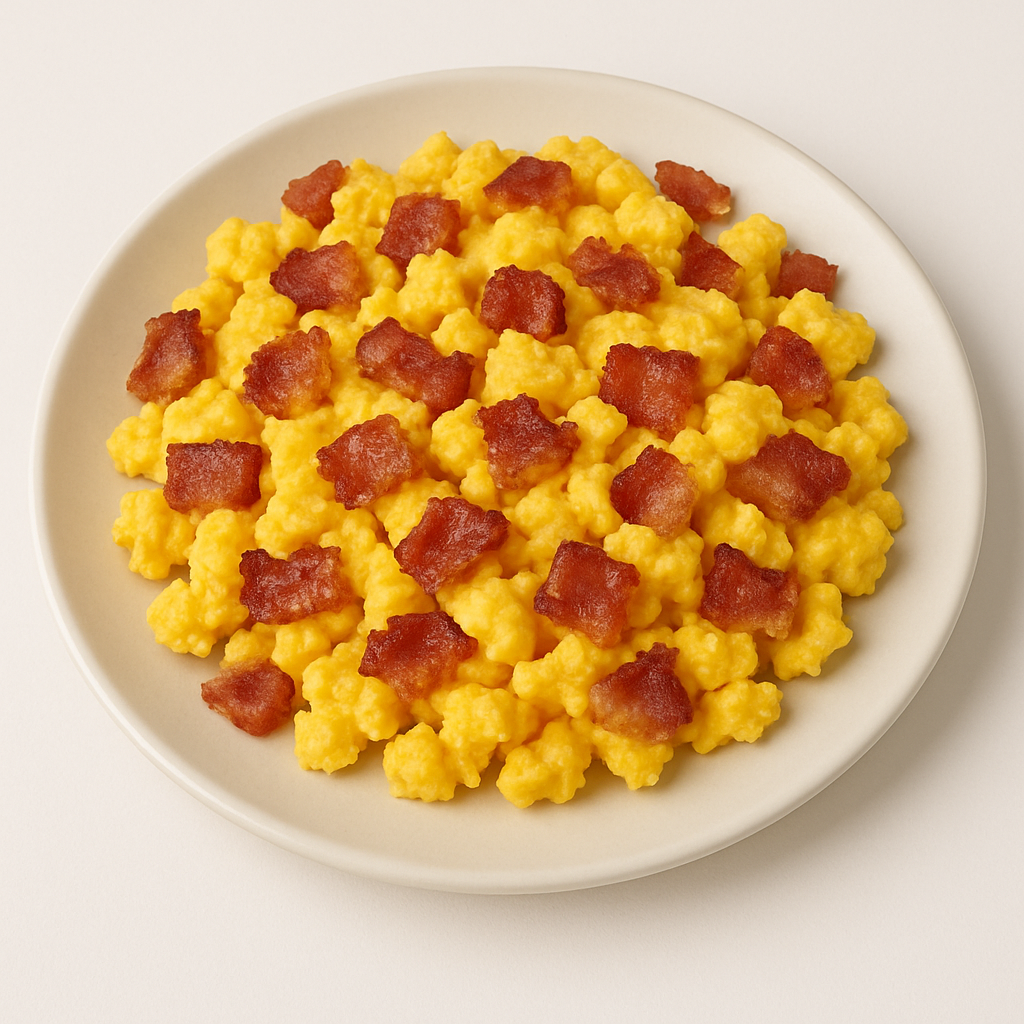 Ovos mexido com bacon