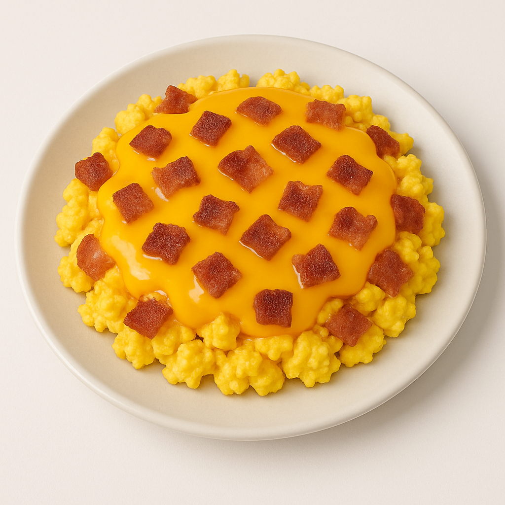 Ovos mexido com queijo e bacon